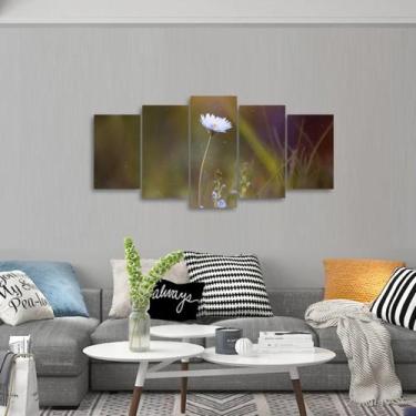 Imagem de Quadro Mosaico Flor Para Sala Quarto Hall decorativo 5 Peças - Wall fr