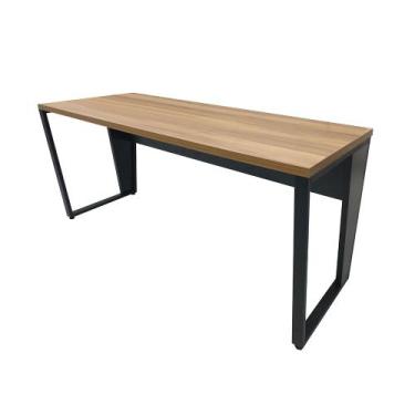 Imagem de Mesa secretária com pé trapézio - euro itália - 73,5ax120lx60p, Nogal 