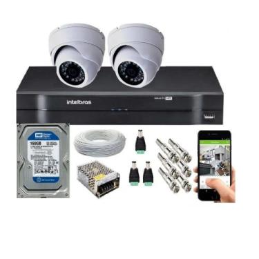 Imagem de Kit Cftv 2 Câmeras Segurança Dome Ir Dvr Mhdx Intelbras C/Hd