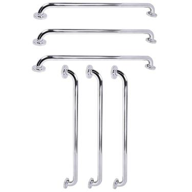 Imagem de Barra de Apoio 70cm Inox Kit 6 Unidades Idoso Criança Gestante Deficiente Banheiro Box Suporte Corrimao Escada Segurança Acessibilidade