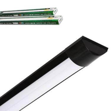 Imagem de Kit 6 Luminaria Slim Preta 36w Sobrepor 100cm Luz Neutra 4000k - TASCH