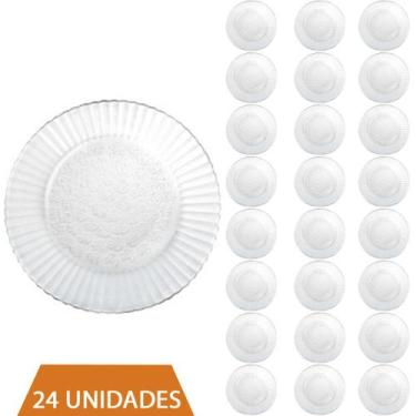 Imagem de Conjunto 24 Prato Transparente Redondos Raso  23cm Primavera - NADIR F