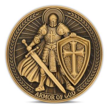 Imagem de Armor of God Challenge Coin - Christian Challenge Coin with Ephesians 6:11 Scripture - Spiritual Warrior Gift for Church Groups, and Faith-Based Events
