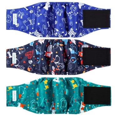 Imagem de Paw Legend Fraldas laváveis para cães machos, faixas de barriga para cães machos, fraldas reutilizáveis para filhotes e cachorros (pacote com 3, médio)