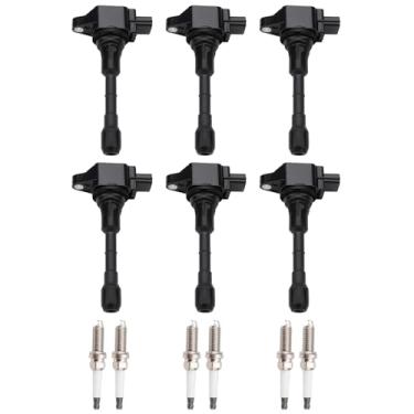 Imagem de DRIVESTAR Pacote de bobinas de ignição UF617 Velas de ignição irídio 2009-2020 para Nissan 370Z, 2008-2013 para Infiniti G37 Q5 Q60 Q70 QX50 QX70 EX37 FX37 FX50 M37 M56 3.7L Válvulas 6