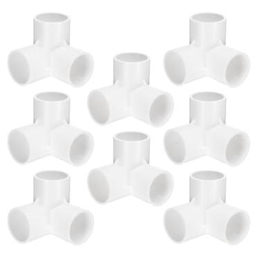 Imagem de HARFINGTON 8 peças de encaixe de tubo de PVC de 3 vias, conector de tubulação de cotovelo de 3 polegadas, encaixe de cotovelo de grau de montagem de móveis, acoplamento de tubulação de 90 graus,