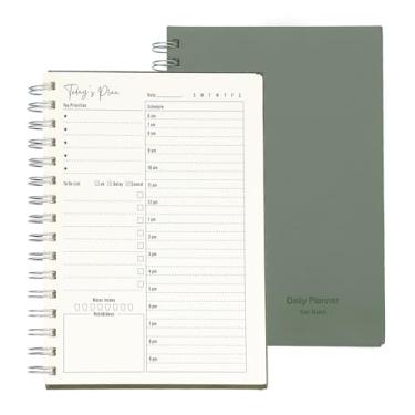 Imagem de PATIKIL Agenda diária sem data com agenda de hora em hora, A5 14 cm x 21,6 cm lista de tarefas, capa dura, caderno espiral para organizar tarefas e agendas diárias, verde