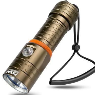 Imagem de Lanterna de mergulho PFSN com luz de mergulho – Lanterna subaquática de 3500 lúmens para mergulho, distância do feixe de 400 m, dura 20 horas, lanterna recarregável para mergulho, espeleologia, pesca