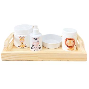 Imagem de Kit Higiene Babê Safari 5 pçs - Com Bandeja e Tampa c/ trava