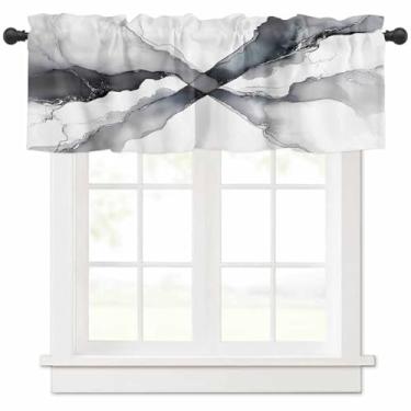 Imagem de Cortina de mármore cinza e branco para cozinha, moderna, abstrata, cinza, branca, mármore, textura, varão para banheiro, quarto, sala de estar, 137 cm L x 45 cm C