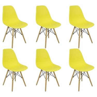 Imagem de Kit 6 Cadeiras Charles Eames Eiffel Wood Design Amarelo - Lianto Decor