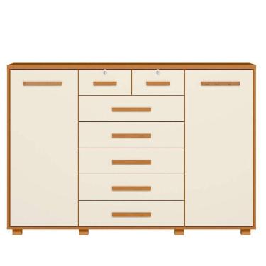 Imagem de Cômoda Sapateira Grande 7 Gavetas 2 Portas Mdp Mdf Santana Cinamomo Off White
