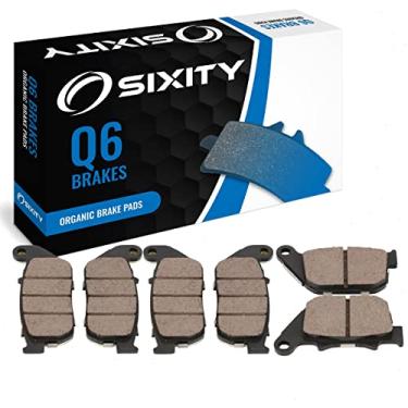 Imagem de Sixity Pastilhas de freio orgânicas dianteiras e traseiras Q6 compatíveis com Harley Davidson XL1200R Sportster 1200 Roadster 2004-2008 Conjunto completo