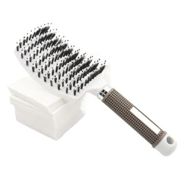 Imagem de Massagem couro cabeludo pente de cabeleireiro feminino desembaraçador escova de cabelo escova de náilon suprimentos de cabeleireiro (branco)