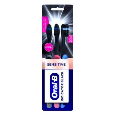 Imagem de Escova Dental Oral- B Indicator Black Sensitive Com 3 Unidades - Oral 