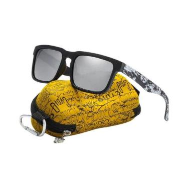 Imagem de Óculos de Sol Polarizados Pretos Foscos Masculinos - Com Estojo e Hast