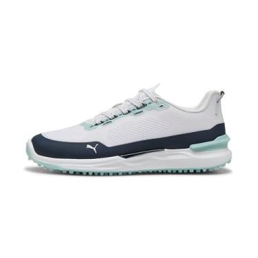 Imagem de Puma Tênis de golfe masculino Ignite Elevate X, PUMA Branco/Azul Marinho Escuro/Menta Moderna, 40, Puma Branco/azul marinho/menta moderna, 39