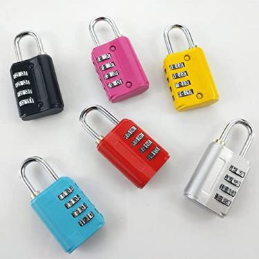 Imagem de Cadeado de combinação à prova d'água de 4 dígitos de alta segurança, liga de zinco, para estojos de carrinhos, bolsas de câmera (preto) (azul celeste)