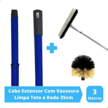 Imagem de Cabo Extensor 3 Metros Rodo 35cm Combinado e Vassoura Limpa Teto Forro