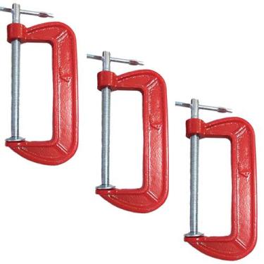Imagem de Kit 3 Grampos Sargento Tipo C 2 - 6 Polegadas Marcenaria 70mm - 200mm 