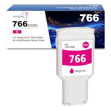 Imagem de QUEENPRINT High speed printing Cartucho de tinta 766 magenta P2V90A 766 M DYE de substituição para cartucho de tinta 766 para impressora DesignJet XL 3600 série 3600dr 1 pacote de 300 ml