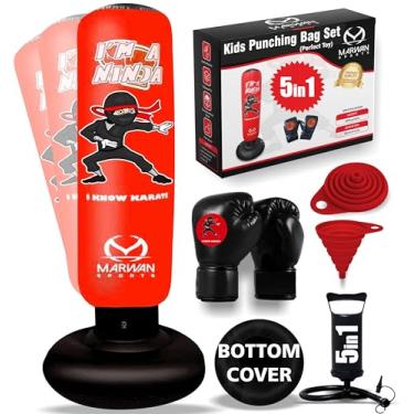 Imagem de Conjunto de brinquedos infláveis para crianças, saco de boxe para meninos de 3 a 12 anos, Karatê/Taekwondo/MMA brinquedos presentes para meninos (vermelho)