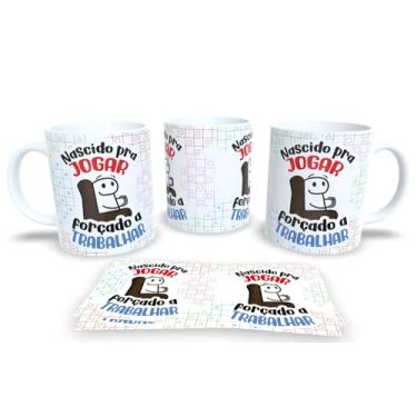 Imagem de Caneca Pai Te Amo – Com Frases Divertidas | Presente Criativo Dia dos Pais P30 (Nascido pra jogar forçado a trabalhar)