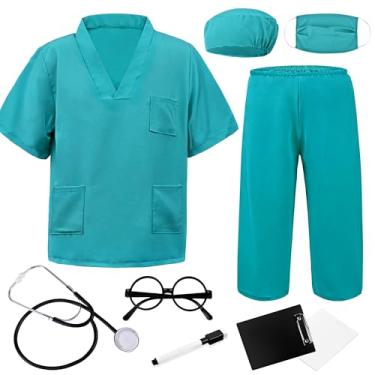 Imagem de ZZIHAN Fantasia de médico para crianças, conjunto de uniforme hospitalar de enfermeira, fantasia de veterinário, acessórios de médico, brinquedos, estetoscópio, pranchetas de amamentação, crianças,