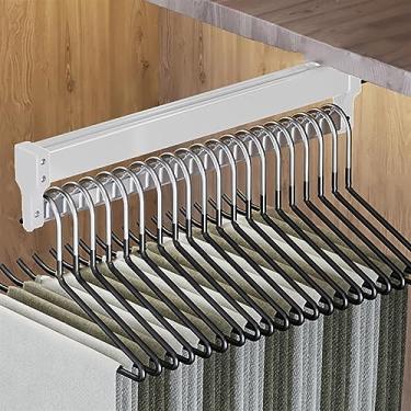 Imagem de CUTPOIY Cabide extensível para guarda-roupa, varão de armário de metal para jaqueta e jeans, cabide resistente com carga de 25 kg (cor: preto, tamanho: 350 mm/13,8 pol) (branco 600 mm/23,6 pol.)