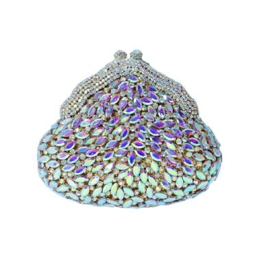 Imagem de Novidade carteira de moedas de cristal clutch bolsa de strass brilhante para festa de casamento bolsa de formatura (diamante completo 2), Ab dourado