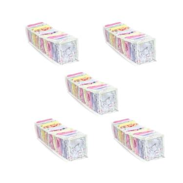 Imagem de 5 Colmeia Organizadora P1 30x10x10 cm com 10 Nichos - PVC Cristal Reforçado Transparente - Ideal para Peça Íntima, Gravata, Meias e Roupas de Bebê - Material Resistente e Durável