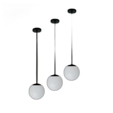 Imagem de Kit 3 Pendente Preto Mesa Bancada Balcão Aparador + Led Vidr - Arevo I