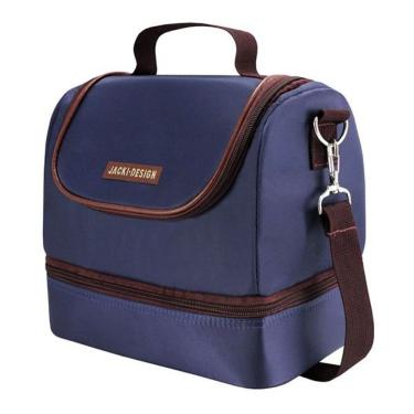 Imagem de Kit Bolsa Térmica, Marmita E Garrafa 700ml Azul-marrom