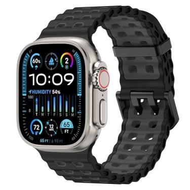 Imagem de DONEGANI Pulseira esportiva de silicone preta e laranja para Apple Watch SE Ultra 2 de 40 mm, 44 mm, 46 mm, 42 mm, 45 mm, 41 mm, 38 mm, 49 mm, séries 10, 9, 8, 7, 6, 5, 4, 3, 3