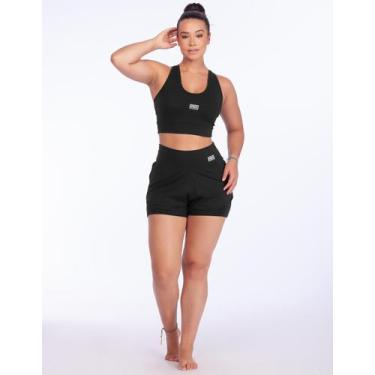 Imagem de Conjunto Feminino Short Duplo Com Bolso Não fica Transparente Top Nada