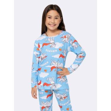 Imagem de Pijama Manga Longa Infantil Krypto - Veggi, Azul, 12, Meninas