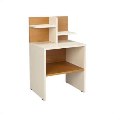 Imagem de Mesa de Cabeceira Copy com Torre Organizadora Nichos e Prateleiras Organizador Quarto (NATURE/OFF WHITE)