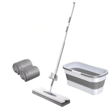 Imagem de TBATM Self Squeezy Mop com Almofadas Laváveis de Microfibra, Spin Mop e Balde, Wet e Dry Dual Use, para Pisos de Madeira, Piso Duro, Mármore, Parede, Janela, Carro, Teto,C,50x150cm