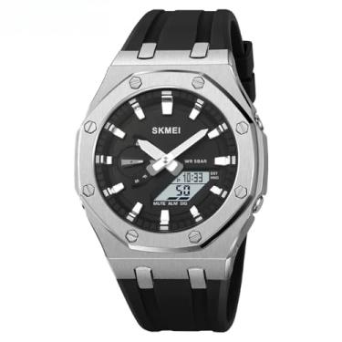 Imagem de Relógio Masculino Eletrônico Multifuncional Esportivo Night Glow Relógio Eletrônico (silver-black)