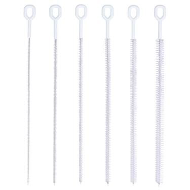 Imagem de 6 Peças Conjunto Escovas Limpador Palhinhas, 32cm Escova para Limpeza Palhinhas Extra Longa Reutilizável Limpador Cachimbo para Straw Metal Silicone Plástico Vidro (Branco)