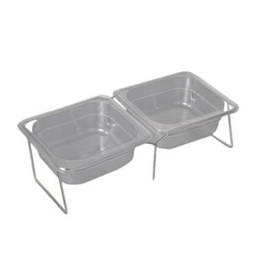 Imagem de Generic Tigela elevada para gatos e cachorros, alimentador com tigela de acrílico com inclinação de 15° para gatos e filhotes, suporte antiderramamento de aço, Tigela Dupla