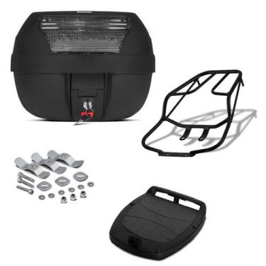 Imagem de Baú 28 Litros Pro Tork + Bagageiro Várias Motos , CRISTAL, FAN 125 200