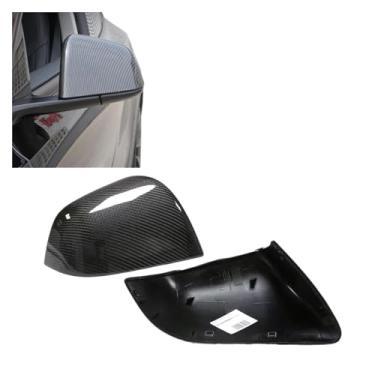 Imagem de Capa de espelho de fibra de carbono compatível com Tesla Model Y 2020-2023 Tampas de visão traseira externa do carro Substituição de concha de visão traseira Clip On