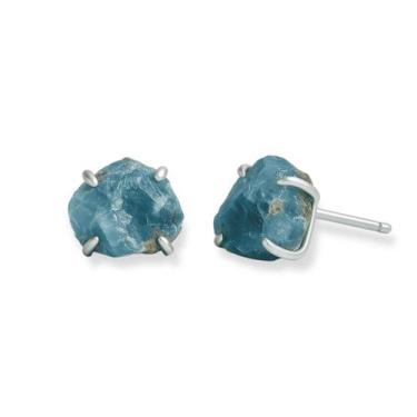 Imagem de Brinco Tarraxa Ônix Azul - Cristal Natural, Prata 925