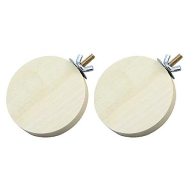 Imagem de 2 peças de brinquedo de suporte de madeira com plataforma de poleiro para pássaros pequenos, papagaio, periquito, calopsita, periquito, pombinhos, conures, tentilhões, acessórios de gaiola de rato