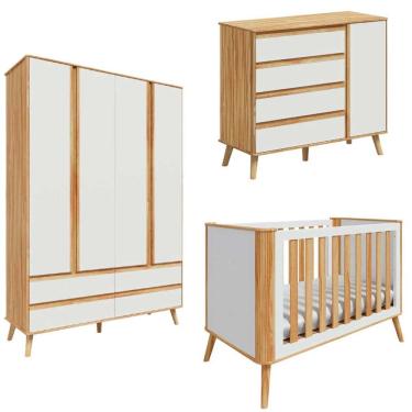 Imagem de Kit Berço Guarda Roupa E Cômoda Quarto Infantil MDF Theo