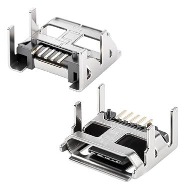 Imagem de FOCMKEAS 10 Pçs Micro USB fêmea conector conector conector, 5 pinos 90 graus borda enrolada de agulha longa, conector SMT SMD porta conector