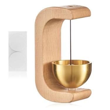 Imagem de Campainha de porta suspensa magnética em forma de C, campainha Zen de madeira com som alto, sinos de armazenamento de loja de madeira pendurados para abertura de porta de negócios, decoração de