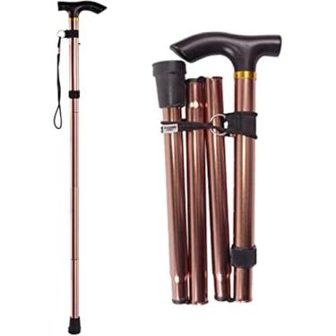 Imagem de Bengala Para Idosos Bengala Para Mulheres E Homens Retrátil Seção Dobrável Bengala De Trekking Ao Ar Livre Prática Bengala Dobrável Para Auxiliares De Viagem, Brown