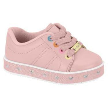 Imagem de Tênis Molekinha Ilhós Coloridos Antiderrapante Detalhes Corações Rosa